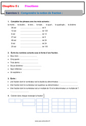 Comprendre la notion de fraction - Révisions - Exercices avec correction - Les fractions : 6eme Primaire - PDF à imprimer
