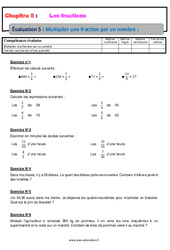 Multiplier une fraction par un nombre - Examen Evaluation, bilan, contrôle avec la correction - Les fractions : 6eme Primaire