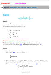 Multiplier une fraction par un nombre - Cours - Les fractions : 6eme Primaire - PDF à imprimer