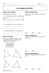 Triangles particuliers - Exercices corrigés : 6eme Primaire