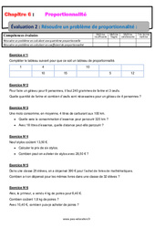 Résoudre un problème de proportionnalité - Examen Evaluation, bilan, contrôle avec la correction : 6eme Primaire - PDF à imprimer