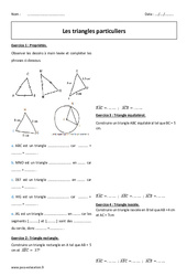 Triangle rectangle, isocèle, équilatéral - Exercices à imprimer : 6eme Primaire
