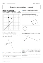 Construire des symétriques - Propriété - Exercices  : 6eme Primaire - PDF à imprimer