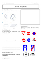 Axes de symétrie - Exercices corrigés : 6eme Primaire - PDF à imprimer