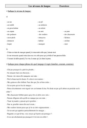 Niveaux de langue - Exercices - Vocabulaire : 4eme Primaire - PDF à imprimer
