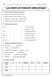 Présent de l'indicatif - 2ème groupe - Exercices corrigés : 3eme Primaire - PDF à imprimer