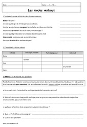 Modes verbaux - Exercices corrigés  : 3eme Secondaire - PDF à imprimer
