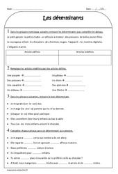 Déterminants - Exercices corrigés  : 3eme Primaire - PDF à imprimer