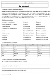 Subjonctif - Exercices avec correction : 3eme Secondaire - PDF à imprimer
