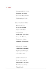 Le merle de Théophile Gautier - Poésie animaux - Fiches    : 3eme, 4eme, 5eme Primaire - PDF à imprimer