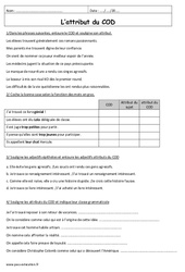 Attribut du COD - Exercices corrigés : 3eme Secondaire - PDF à imprimer