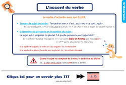 Accord du verbe - Cours, Leçon, trace écrite : 3eme Primaire - PDF gratuit à imprimer