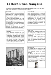 La révolution française - Lecture documentaire : 4eme, 5eme Primaire - PDF à imprimer
