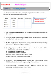 Situation problèmes sur les pourcentages - Révisions - Exercices avec correction : 6eme Primaire - PDF à imprimer