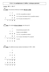 Multiplication à 2 chiffres - Technique opératoire - Cours, Leçon - Calculs : 4eme, 5eme Primaire - PDF gratuit à imprimer