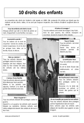 Droits des enfants - Lecture documentaire : 3eme Primaire - PDF à imprimer