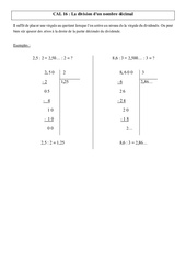 Division d’un nombre décimal - Cours, Leçon - Calculs : 4eme, 5eme Primaire - PDF gratuit à imprimer