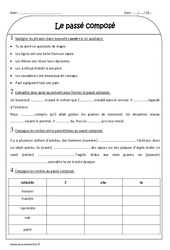 Passé composé - Exercices corrigés : 3eme Primaire - PDF à imprimer