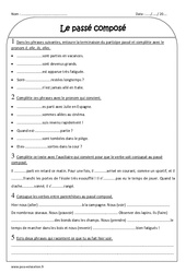 Passé composé - Exercices  avec correction : 3eme Primaire - PDF à imprimer