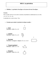 Périmètres - Cours, Leçon - Mesures - Mathématiques : 4eme, 5eme Primaire - PDF gratuit à imprimer