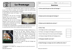 Fromage - Lecture compréhension : 2eme Primaire - PDF à imprimer