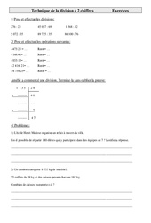 Technique de la division à 2 chiffres - Exercices - Calculs - Mathématiques : 4eme Primaire - PDF à imprimer
