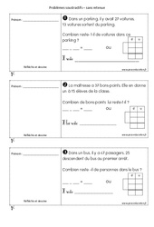 Problèmes soustractifs - Sans retenue : 1ere Primaire - PDF à imprimer