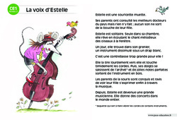 La voix d'Estelle - Lecture compréhension - Histoire illustrée - Niveau 2 : 2eme Primaire - PDF à imprimer