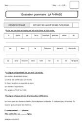 Phrases - Bilan sur les caractéristiques : 2eme Primaire - PDF à imprimer