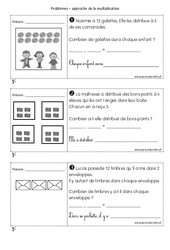 Problèmes multiplicatifs - Exercices sur la multiplication : 1ere Primaire - PDF à imprimer