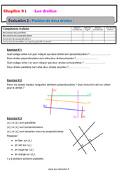 Position de deux droites - Examen Evaluation avec la correction : 6eme Primaire - PDF à imprimer
