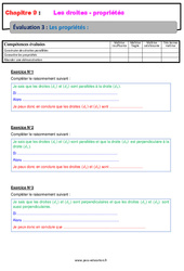 Les propriétés sur les droites - Examen Evaluation avec la correction : 6eme Primaire - PDF à imprimer