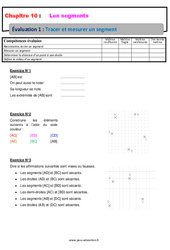 Tracer et mesurer un segment - Examen Evaluation avec la correction : 6eme Primaire - PDF à imprimer