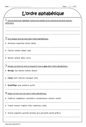 Ordre alphabétique - Exercices corrigés : 3eme Primaire - PDF à imprimer