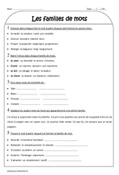 Familles de mots - Exercices  : 3eme Primaire - PDF à imprimer