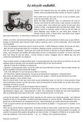 Le tricycle endiablé - Récit : 4eme, 5eme Primaire - PDF à imprimer
