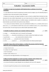 Pronoms relatifs - Examen Evaluation : 1ere Secondaire - PDF à imprimer