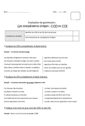 Complément d'objet - COD - COI - Bilan : 5eme Primaire - PDF à imprimer