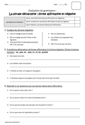 Forme affirmative et négative - Bilan : 3eme Primaire - PDF à imprimer