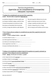 Compléments circonstanciels - Exercices  : 4eme Primaire - PDF à imprimer