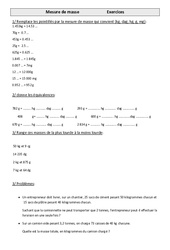 Mesures de masse - Exercices - Mesures : 4eme Primaire - PDF à imprimer