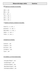 Mesure de temps - unités - Exercices  : 4eme Primaire - PDF à imprimer