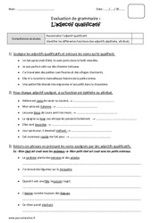Adjectif qualificatif - Bilan : 4eme Primaire - PDF à imprimer