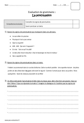 Ponctuation - Bilan avec le corrigé : 4eme Primaire - PDF à imprimer