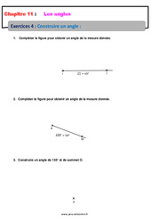 Construire un angle - Révisions - Exercices avec correction : 6eme Primaire - PDF à imprimer