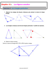 Les triangles particuliers - Révisions - Exercices avec correction sur les figures usuelles : 6eme Primaire
