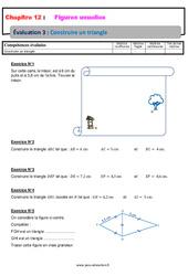 Construire un triangle - Examen Evaluation avec la correction sur les figures usuelles : 6eme Primaire - PDF à imprimer
