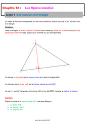 Les hauteurs d'un triangle - Cours sur les figures usuelles : 6eme Primaire - PDF à imprimer