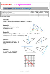 Les hauteurs d'un triangle - Examen Evaluation avec la correction sur les figures usuelles : 6eme Primaire - PDF à imprimer