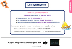 Les synonymes - Cours, Leçon, trace écrite : 3eme Primaire - PDF gratuit à imprimer